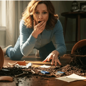 I was cleaning the house and keeping everything in perfect order—the way my controlling husband demanded, but as I stretched to dust the windowsill behind my husband’s precious ficus plant—I lost my balance. it crashed to the hardwood floor. what I found inside made my blood run cold.