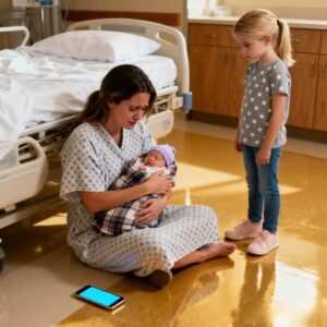 My 10-year-old gazed at the newborn and whispered, ‘Mom… we can’t take this baby home.’ Stunned, I asked her why. Her hands shook as she held out her phone. ‘Just look at this,’ she said. The moment I saw the screen, my legs nearly gave out