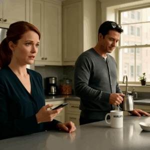 My sister, an airline pilot, called me. “I need to ask you something strange. Your husband… is he home right now?” “Yes,” i replied, “he’s sitting in the living room.” Her voice dropped to a whisper. “That can’t be true. Because i’m watching him with another woman right now. They just boarded my flight to Paris.” Just then, i heard the door open behind me