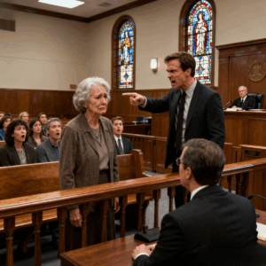 In court, my son pointed at me and shouted, “This old woman only knows how to waste what she never earned!” He demanded my late husband’s entire fortune as his own. His lawyer smiled, certain they’d already won. But when I stood and spoke just three words—the judge’s hand began to tremble.