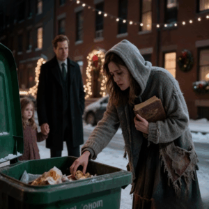 Millionaire single dad found a homeless woman digging through trash on christmas eve—what she said…
