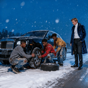 Three black boys help a billionaire fix his flat tire, next day, a Rolls Royce showed up at their house