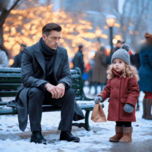 Do you want to have dinner with us?”—a little girl asked the lonely CEO sitting alone on Christmas…