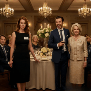 At my husband’s sister’s engagement, the tag on my chest read “housekeeper.” His mother smirked, “You’re just staff here.” No chair, no plate, no place. My husband chuckled, “Food is for family.” I stood tall, slid off my ring, and said, “Then I’m no longer yours.” His smile vanished, but that was only the beginning