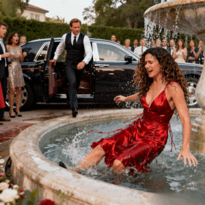 My family laughed when i walked into my sister’s wedding alone, “she couldn’t even find a date,” my father screamed, before pushing me into the fountain. the guests clapped. i smiled through the water and said, “remember this moment.” twenty minutes later, my secret billionaire husband arrived, and they all went pale