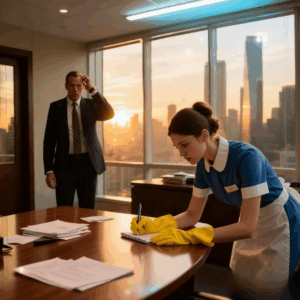 The billionaire was about to sign his bankruptcy at 8 a.m.—until a cleaning lady spotted the mistake.