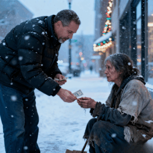 After the divorce, I got a new job and every day I left a little money for an elderly woman who was clearly starving. One day, when I bent down again, she suddenly grabbed my hand and said, “you’ve done so much for me. don’t go home tonight. stay at a hotel. tomorrow I’ll show you something.”