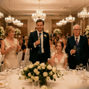 Her manicured hand hovered over my champagne flute for exactly 3 seconds—3 seconds that shattered my fairy-tale wedding into a nightmare of poison and betrayal.