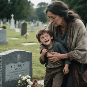 I WAS VISITING MY SON’S GRAVE AT OUR PRIVATE CEMETERY WHEN I SAW A POOR WOMAN WITH A LITTLE BOY WHO HAD A STRANGELY FAMILIAR SMILE. SHE LOOKED AFRAID, PULLING HIM BACK… THEN THE BOY WHISPERED ONE WORD TO THE GRAVESTONE THAT REVEALED A SECRET THAT CHANGED OUR LIVES…