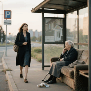 AFTER AN ARGUMENT, MY HUSBAND KICKED ME OUT AND LEFT ME AT A BUS STOP OUTSIDE THE CITY WITH NO MONEY. I WAS ABOUT TO WALK THE 25 KILOMETERS BACK WHEN AN ELDERLY BLIND WOMAN, WHO HAD BEEN SLEEPING ON A BENCH, WHISPERED: “PRETEND TO BE MY GRANDDAUGHTER. MY PERSONAL DRIVER WILL BE HERE SOON, AND YOUR HUSBAND WILL REGRET ABANDONING YOU NEXT TO THE RICHEST WOMAN IN THE CITY…