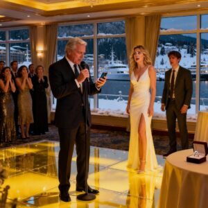 During my son’s engagement party, his fiancée cornered me and said, “give Ryan 20% of your company now, or I’ll expose your business crimes.” I calmly walked to the microphone, put my hand in my pocket, and played a recording that made her collapse! The engagement was canceled!