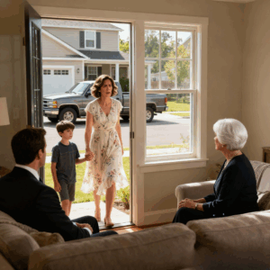 I went to visit my mom with my eleven-year-old son, but when I saw my husband’s truck at her gate — I knew something was wrong. I walked silently to the window, and what I heard them say inside shattered my world.