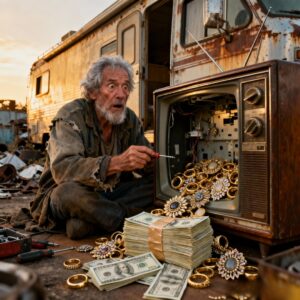 HOMELESS MAN FOUND A TV SET IN A LANDFILL…. HAVING DISMANTLED IT FOR PARTS, HE GASPED WHEN HE SAW WHAT WAS INSIDE…