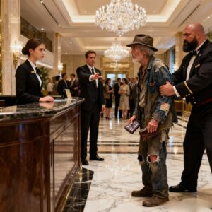 An old man wanted to stay in a room at an expensive hotel. He was kicked out! He came back and…
