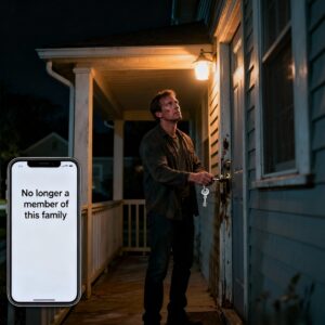 My sister sent a text: “you are no longer part of this family. Don’t come back.” I stood there, staring at the locked door, the key in my hand useless. Then two days later, I received an urgent email from her commander… “we have a problem”…