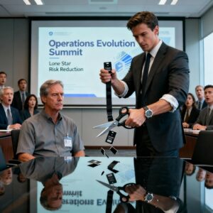 HE HELD THE SCISSORS HIGH. “WE ARE NOT DEPENDENT ON A SINGLE KEYCARD TO EXIST!” HE SHOUTED, AND HE CUT IT. THEN I STOOD UP. “YOU JUST NOTIFIED THE SYSTEM THAT THE CUSTODIAN WAS REMOVED.” 15 YEARS OF CERTIFICATION GONE IN MINUTES.