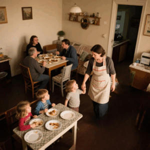 WHEN I WALKED IN, MY MOTHER-IN-LAW SAID, “MY DAUGHTER’S KIDS EAT FIRST. HER KIDS CAN WAIT FOR SCRAPS.” MY CHILDREN SAT QUIETLY BY THEIR EMPTY PLATES. MY SISTER-IN-LAW ADDED, “THEY SHOULD KNOW THEIR PLACE.” I SAID NOTHING. I JUST TOOK MY KIDS AND LEFT. THEY THOUGHT I WAS DEFEATED. MINUTES LATER…