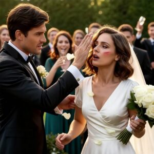 In the middle of our wedding, my husband suddenly slapped me in front of everyone after his sister whispered something to him. For a moment all the guests froze in shock. But instead of crying or running away, I looked him straight in the eyes, lifted my head high. What I did. In front of the guests ruined him.