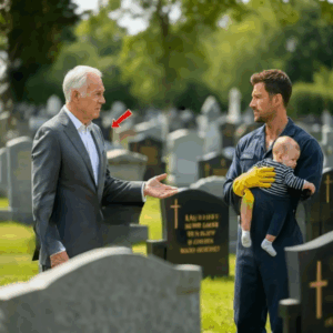 A Billionaire Visits His Daughter’s Grave, Only to Find a Janitor Crying There with a Child