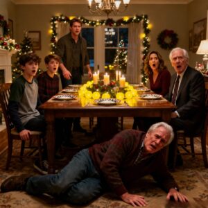 My son pushed me at the Christmas table: “this seat belongs to my father-in-law, get out.” i fell to the ground in front of the whole family, but what he didn’t know is that that very night i would change his life Forever. When he woke up the next morning… 38 missed calls