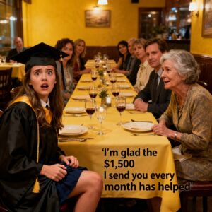At My Graduation Dinner, Everyone Was Laughing-Until Grandma Smiled At Me And Said, “I’m Glad The $1,500 I Send You Each Month Is Helping.” I Paused, Looked Around, And Said, “I Never Got Any Money … “Everyone Slowly Turned To Look At My Parents, Who Were Dead Silent. Grandma Set Her Plate Down … At And Then It