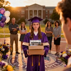 ON MY GRADUATION, DAD HANDED ME A BOX-INSIDE WAS A ONE-WAY BUS TICKET. “GOOD LUCK OUT THERE” НЕ SAID. MY SISTER LAUGHED. I HUGGED MOM AND LEFT WITHOUT A WORD. BUT THEY HAD NO IDEA – I WAS THE YOUNGEST CO-FOUNDER OF A $40M TECH COMPANY. A WEEK LATER, WHEN MY FACE APPEARED ON NATIONAL TV AS THE FOUNDER, MY FAMILY SHOWED UP AT MY COMPANY’S DOOR… BEGGING ME TO COME HOME