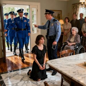 “You’re under arrest for impersonating a military officer and theft of government property,” my own brother snarled as he slammed my face against the cold marble floor of our grandmother’s dining room, his knee digging into my…