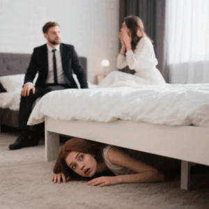 ON MY WEDDING NIGHT, I HID UNDER THE BED TO PLAY A PRANK ON MY HUSBAND. BUT SOMEONE ELSE WALKED INTO THE ROOM AND PUT HER PHONE ON SPEAKER. WHAT I HEARD NEXT… FROZE MY BLOOD 000 OPLE HETRAIS