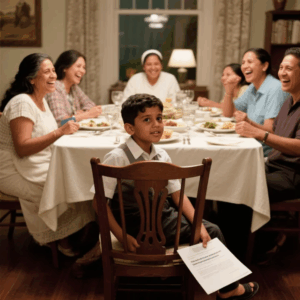 AT SUNDAY DINNER, MY SISTER’S KID KICKED THE CHAIR AND SAID, ‘SERVANTS DON’T SIT WITH US.’ THE FAMILY TABLE ERUPTED IN LAUGHTER. I LEFT WITHOUT A SOUND. THAT NIGHT, SISTER TEXTED: ‘FINALLY GONE.’ I REPLIED, ‘LIKE YOUR INHERITANCE?’ BY DAWN, THE EVICTION NOTICE ARRIVED….