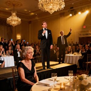 My son auctioned me off for $1 at his charity gala. “Who wants my boring mom?” He laughed in front of 200 people. I sat there humiliated. Then a stranger in the back stood up and said: “$1 million!”. What he said next made my son drop the microphone…