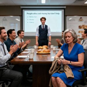 When my husband died, my son took over as CEO of our family company. On his first meeting, he said: ‘Time to cut the dead weight, starting with mother.’ They all laughed. I walked out, moved 3,000 miles away, and started over. Years later, at my new empire’s grand opening, guess who arrived asking for a job – and assumed he’d be my partner, so I…