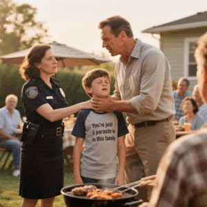 My uncle grabbed my throat at the family barbecue. “You’re nothing but a parasite on this family.” I couldn’t breathe as everyone stood watching. What he didn’t see was my parole officer making a surprise visit. She put her hand on his shoulder and said eight words that made him let go instantly.