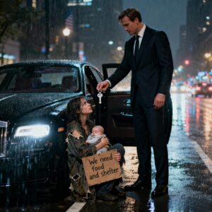 MILLIONAIRE ON THE WAY TO THE AIRPORT SEES A BEGGAR WITH A BABY IN THE RAIN AND GIVES HER THE KEYS TO HIS HOUSE… BUT WHEN HE RETURNS, HE’S SHOCKED BY WHAT HE FINDS!