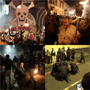 Masked Bonfire Night youths turn city centres into war zones as they blast fireworks at emergency workers, terrify crowds and torch tower block