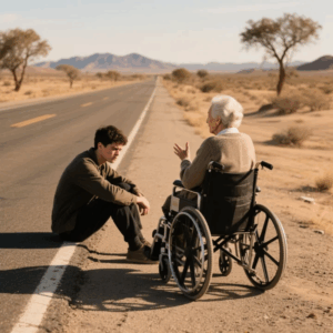 AFTER A HEATED ARGUMENT, MY SON LEFT ME ALONE ON A DESERTED ROAD, WITH NO CASH, NO PHONE. AN ELDERLY WOMAN IN A WHEELCHAIR APPROACHED AND SAID, “PRETEND YOU’RE MY DAUGHTER. MY DRIVER IS COMING… AND YOUR SON AND HIS WIFE WILL REGRET LEAVING YOU HERE.” I TRUSTED HER AND FOLLOWED… THIRTY MINUTES LATER…