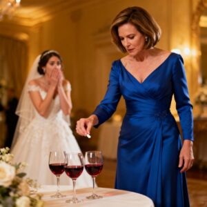 At my wedding reception, I threw a celebration toast. Right before the champagne, I watched my mother-in-law slip something into my glass. When no one was looking, I quietly switched glasses with her. Thirty minutes later, she began to collapse in front of everyone—the shocking secret she tried to hide was exposed.