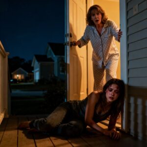 My daughter collapsed at my door, bruised and broken. She sobbed, “my husband beat me… For his mistress.” I quietly put on my uniform. Then I made one call: “The plan starts now.”