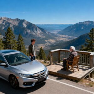 I BOUGHT A USED CAR. THE GPS HAD ONE SAVED ADDRESS NAMED “HOME.” I THOUGHT THE PREVIOUS OWNER FORGOT TO CLEAR IT. CURIOUS, I DROVE THERE. IT LED TO A MOUNTAIN OVERLOOK. AN OLD MAN WAS WAITING FOR ME.