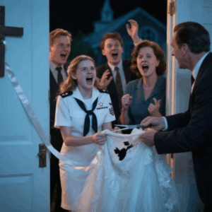 The night before my wedding, my parents cut my wedding dress in half-just to break me. “You deserve it” my dad said. But when the chapel doors opened, they saw me standing there in a white Navy uniform with 2 stars. My brother shouted, “Holy hell… look at her ribbons!” Their faces went white