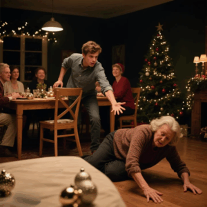 MY SON PUSHED ME OFF THE CHRISTMAS TABLE: “THIS SEAT IS FOR MY WIFE, LEAVE NOW.” I FELL IN FRONT OF EVERYONE. HE NEVER IMAGINED THAT THIS NIGHT I WOULD CHANGE HIS LIFE FOREVER. WHEN HE WOKE UP… 55 MISSED CALLS.