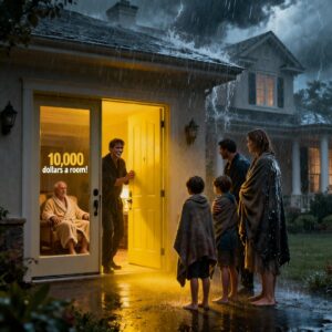 AFTER A STORM TORE OFF MY ROOF, I TOOK MY WIFE AND KIDS TO MY FATHER’S HOUSE. MY BROTHER BLOCKED THE DOOR -‘YOU TRASH WILL RUIN MY FLOORS!-AND MY FATHER SHOUTED, ‘$10,000 PER ROOM! I MADE ONE CALL. MY BILLIONAIRE GODFATHER LANDED A HELICOPTER ON THEIR LAWN… AND THREE WORDS ENDED THEM.