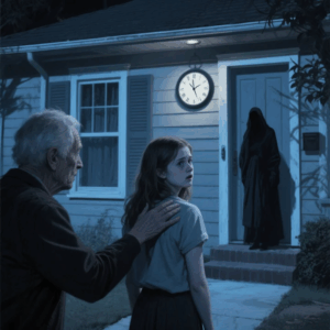 I FELT SOMETHING WAS WRONG IN MY HOUSE. SO I PRETENDED I WAS TRAVELING TO VISIT MY SISTER. WHILE I WATCHED FROM A DISTANCE AN ELDERLY NEIGHBOR TOUCHED MY SHOULDER AND SAID “WAIT UNTIL MIDNIGHT. YOU WILL SEE EVERYTHING.” WHEN THE CLOCK HIT MIDNIGHT I STOPPED BREATHING AT WHAT I SAW…