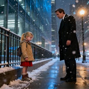 The little girl said sir my mom didn’t come home last night the CEO followed her into the snow. The wind howled through the narrow streets like a warning.