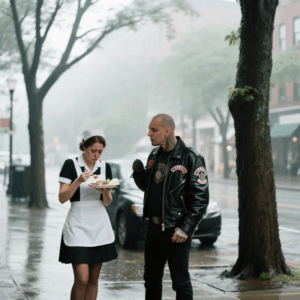 A Hells Angels Member Catches A Waitress Eating Lunch In The Rain… He’s Devastated When He Finds Out