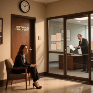 THIS IS FOR REAL FAMILY ONLY,” MY STEPBROTHER SNEERED, CLOSING THE LAWYER’S DOOR IN MY FACE. I SAT QUIETLY IN THE LOBBY, WAITING. TEN MINUTES LATER, THEIR SCREAMS ECHOED WHEN THE LAWYER REVEALED WHO GRANDMA HAD SECRETLY SOLD THE ESTATE TO…