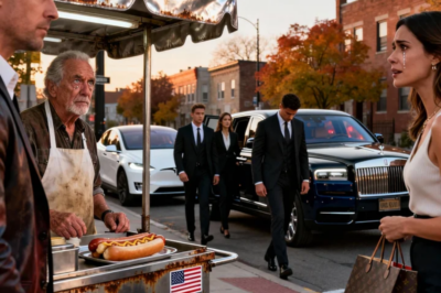 My son and his wife laughed at me while i was selling hot dogs on the street. “Dad, you look like a homeless guy. You’re embarrassing me.” Before i could respond, three luxury Cadillacs pulled up around me. When three people stepped out, my son went pale.