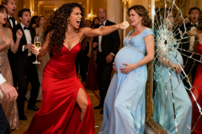 The jealous mistress pushes the pregnant wife into a mirror, but her father sends her to prison