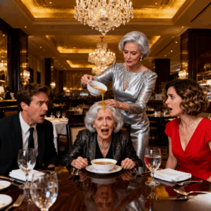 At dinner, my son’s mother-in-law threw hot soup in my face and smiled:”That’s what you deserve!” My son said, “She’s right, Mom!” I said nothing. I just wiped my burning face and left. But before leaving, I made one quick call. What happened next… they never forgot