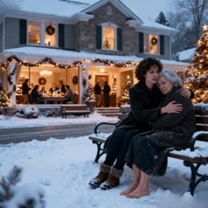 At Christmas Eve, my parents threw me out with a suitcase. My sister smirked, “Let’s see how you manage!” I shivered on a snowy bench. Spotting a barefoot, purple-faced woman, I handed her my winter boots. An hour later, 19 black BMWs surrounded me. The woman said just one sentence…