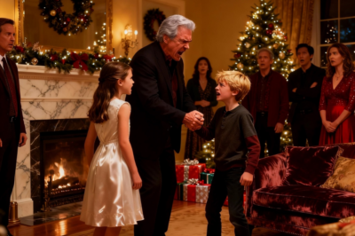 At Christmas dinner, my father-in-law yanked my 7-year-old son’s arm and slapped him. “that’s for spilling water.” Everyone kept passing dishes. My son cried silently. Then my 10-year-old daughter stood up. “grandpa, should I tell them what you did last night…” the room went dead silent…